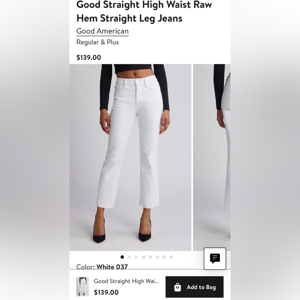 Good Straight High Waist Raw Hem Straight Leg Jeans
Good American